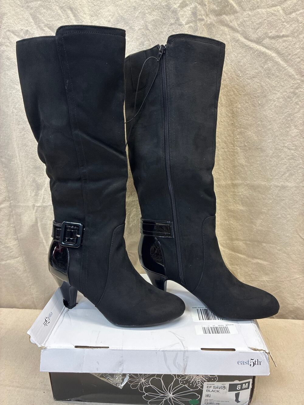 East 5th Savio Cone Heel Dress Boots Black Womens Size 8 M